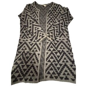 Ariat Cardigan Sweater Womens Medium Aztec Open Front with pockets Western Boho
